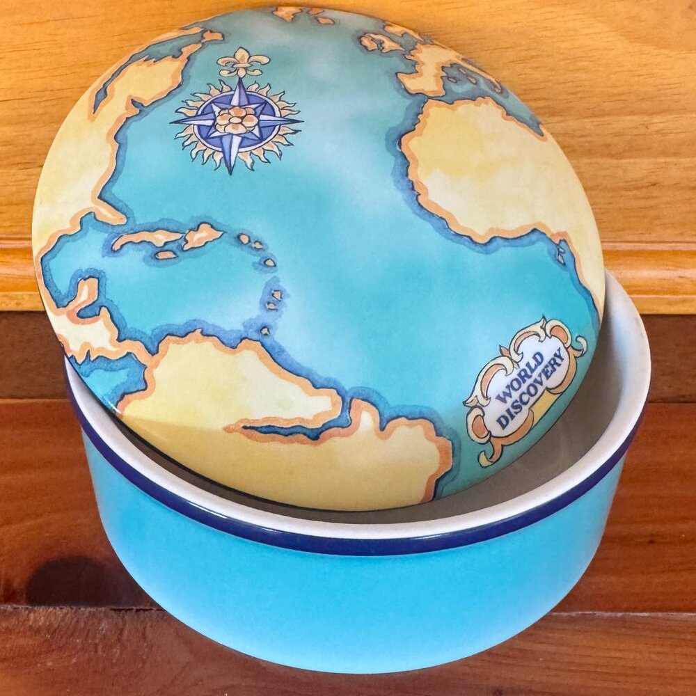 Tiffany & Co. Blue and Gold Globe Trinket Box